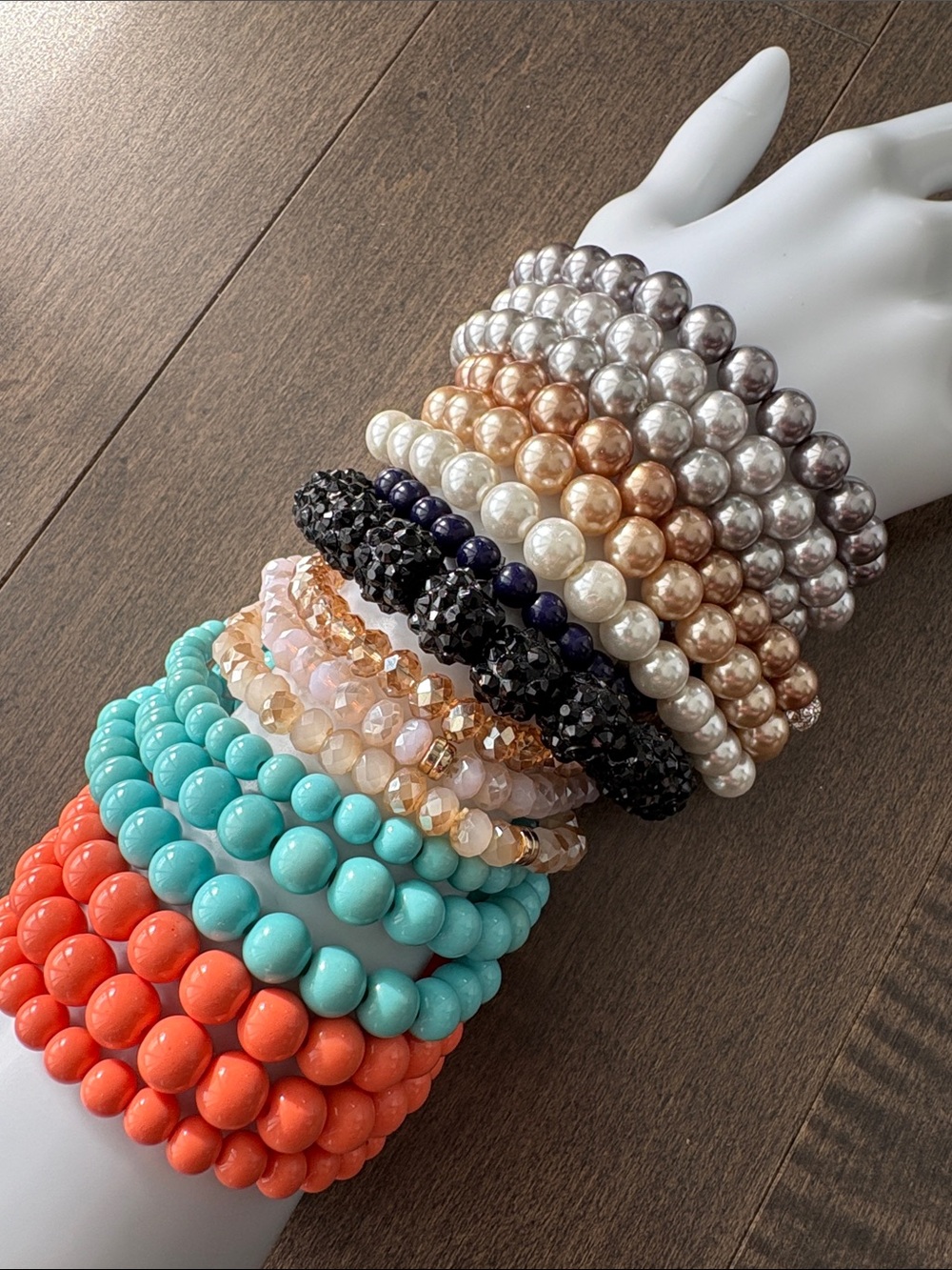 Assorted Beaded Stretch Bracelets, Multi-Colour Jewellery Strands, Arm Candy